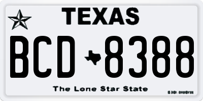 TX license plate BCD8388