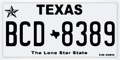 TX license plate BCD8389