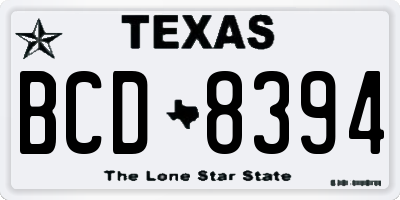 TX license plate BCD8394