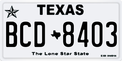 TX license plate BCD8403