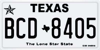TX license plate BCD8405