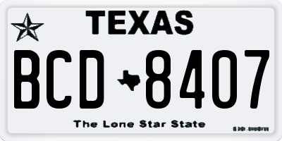 TX license plate BCD8407