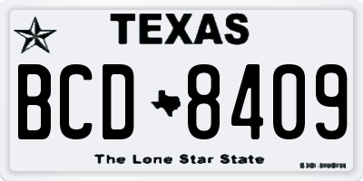 TX license plate BCD8409