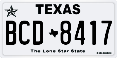 TX license plate BCD8417