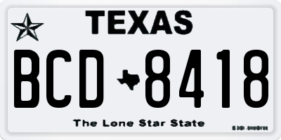 TX license plate BCD8418