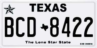 TX license plate BCD8422