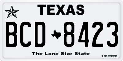 TX license plate BCD8423
