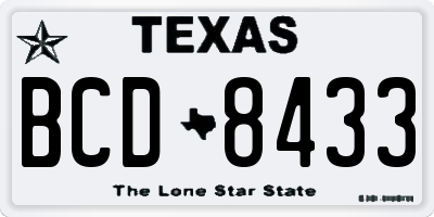 TX license plate BCD8433