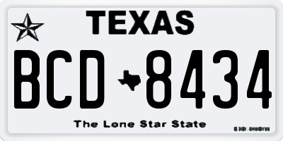 TX license plate BCD8434
