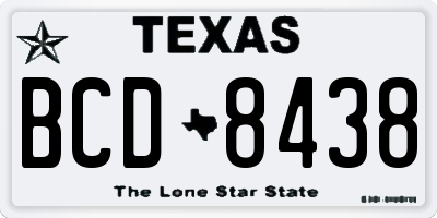 TX license plate BCD8438