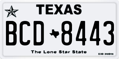 TX license plate BCD8443
