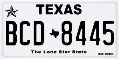 TX license plate BCD8445