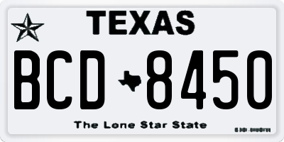 TX license plate BCD8450