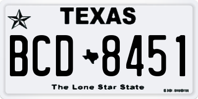 TX license plate BCD8451