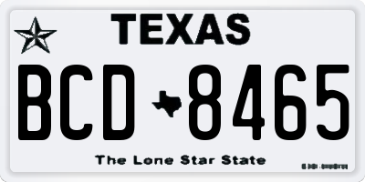 TX license plate BCD8465