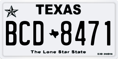 TX license plate BCD8471
