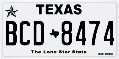 TX license plate BCD8474