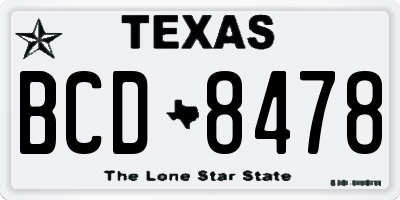 TX license plate BCD8478