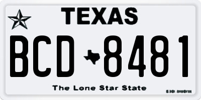 TX license plate BCD8481