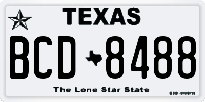 TX license plate BCD8488