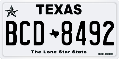 TX license plate BCD8492