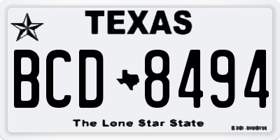 TX license plate BCD8494