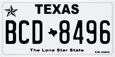 TX license plate BCD8496