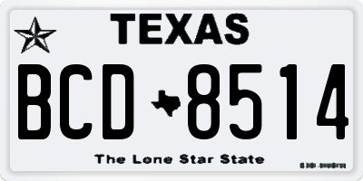 TX license plate BCD8514