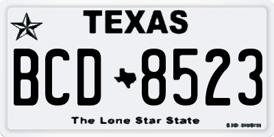 TX license plate BCD8523