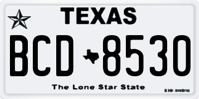TX license plate BCD8530