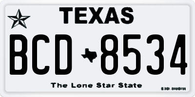 TX license plate BCD8534