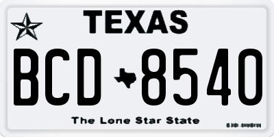 TX license plate BCD8540