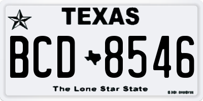 TX license plate BCD8546