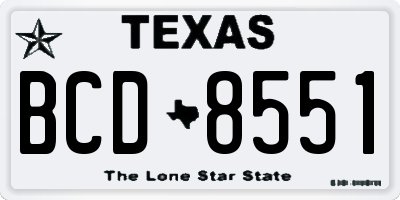 TX license plate BCD8551