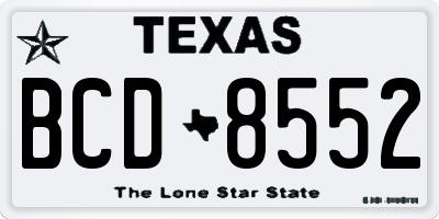 TX license plate BCD8552