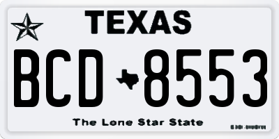 TX license plate BCD8553