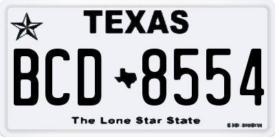 TX license plate BCD8554