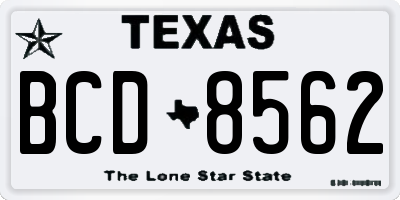 TX license plate BCD8562