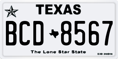 TX license plate BCD8567