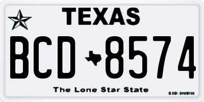 TX license plate BCD8574