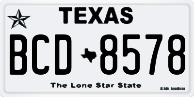 TX license plate BCD8578