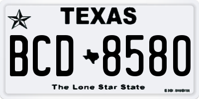 TX license plate BCD8580
