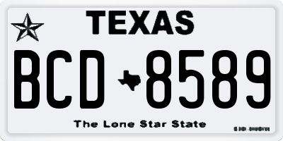 TX license plate BCD8589