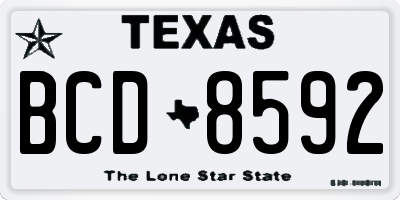 TX license plate BCD8592