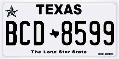 TX license plate BCD8599