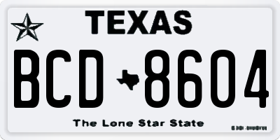 TX license plate BCD8604