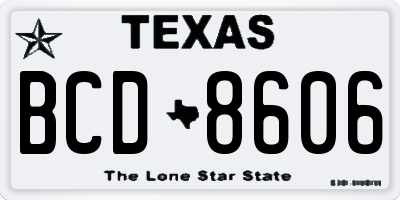 TX license plate BCD8606