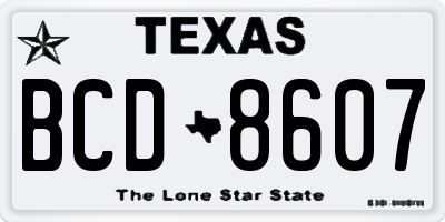 TX license plate BCD8607