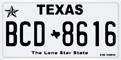 TX license plate BCD8616