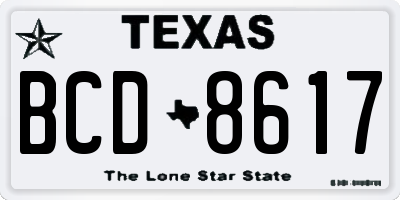TX license plate BCD8617